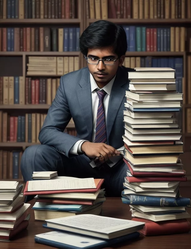 A_stressed_indian_student_with_books_clat_2027