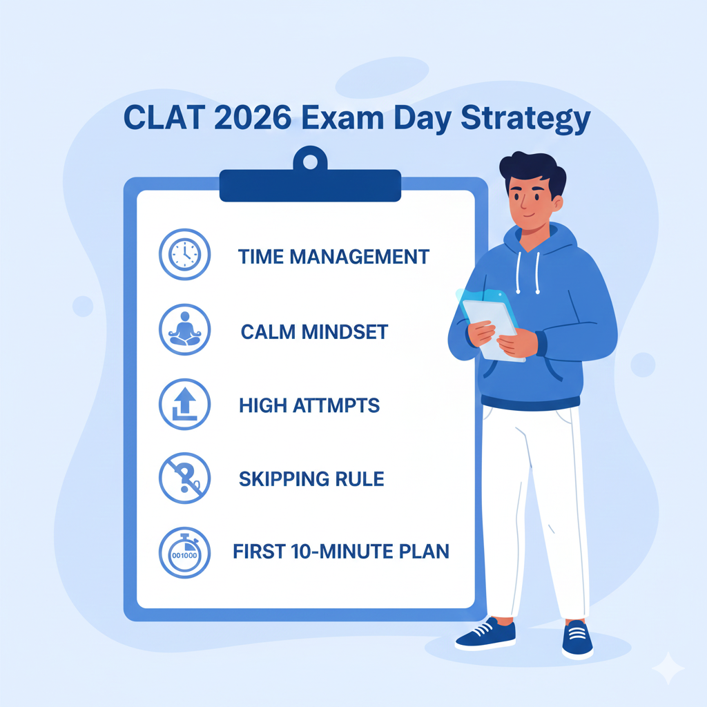 CLAT 2026 Exam Day Strategy Checklist Banner