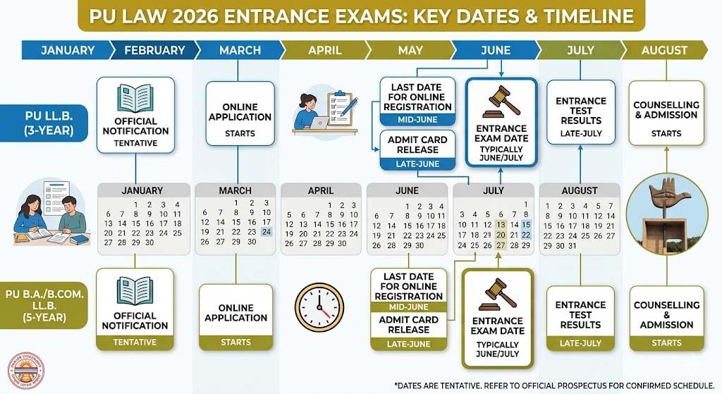 PU Law 2026 exam dates calendar